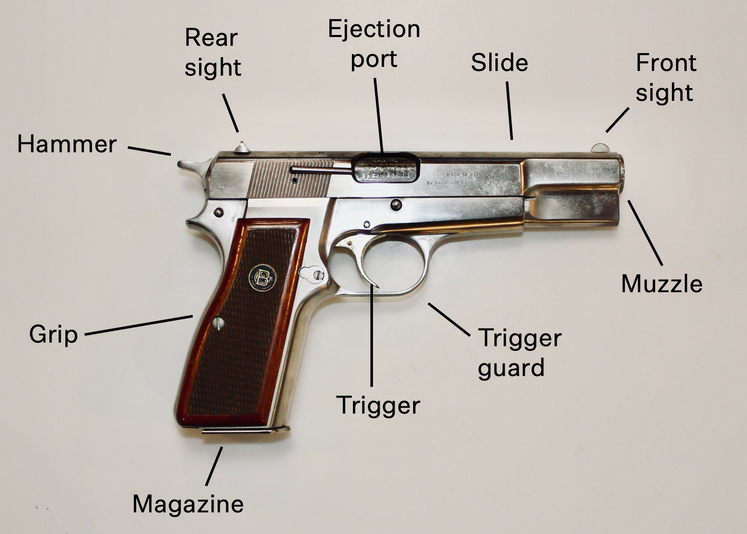 A 9mm semi-automatic pistol.
